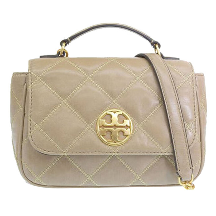 

Кожаная сумка через плечо маленького размера женская миндальная TORY BURCH