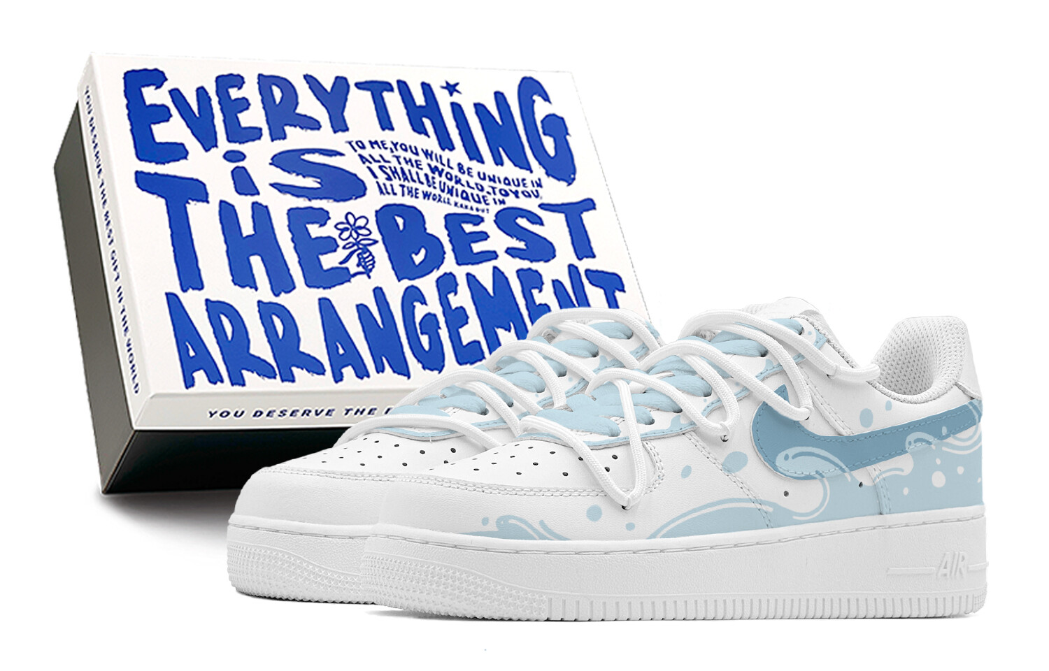 

Кроссовки Nike Air Force 1 Skateboarding Shoes Women's Low-top White, белый/синий