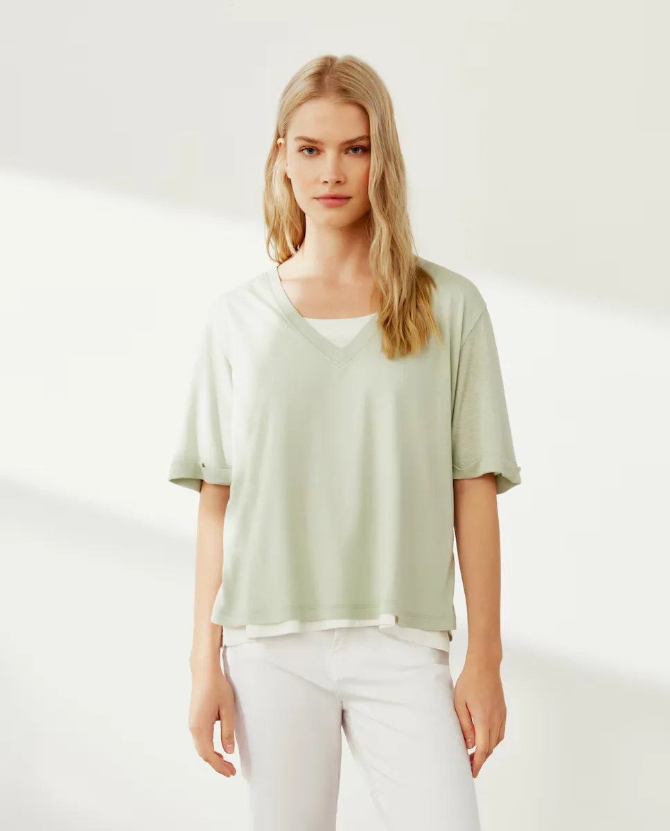 

Женская льняная футболка с коротким рукавом Southern Cotton, цвет Jabón