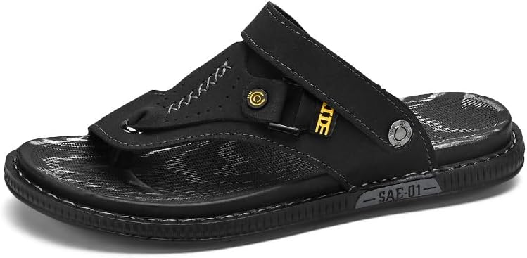 

Мужские пляжные сандалии Ручной работы Рыбацкие регулируемые повседневные прогулочные туфли Tsuukuie, черный