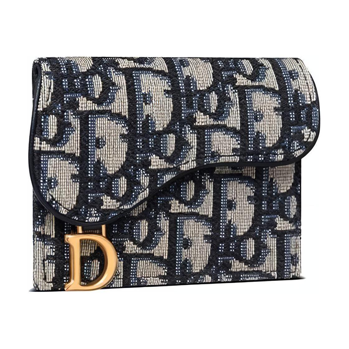 DIOR Кожаный картхолдер женский джинсовый синий — фото 2