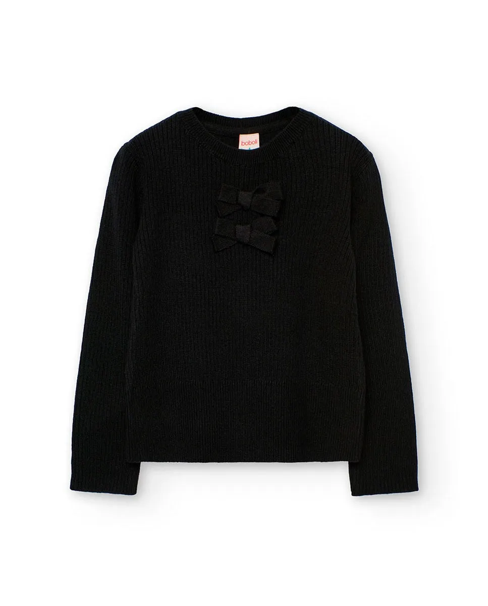 

Детский джемпер с длинным рукавом и круглым вырезом Boboli, черный