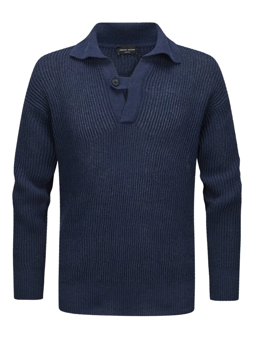 

Свитер с воротником-поло Roberto Collina, синий