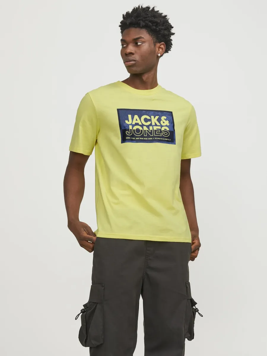 

Рубашка с короткими рукавами Jack & Jones "JCOLOGAN TEE SS CREW NECK SS24 LN", цвет Lemon Verben