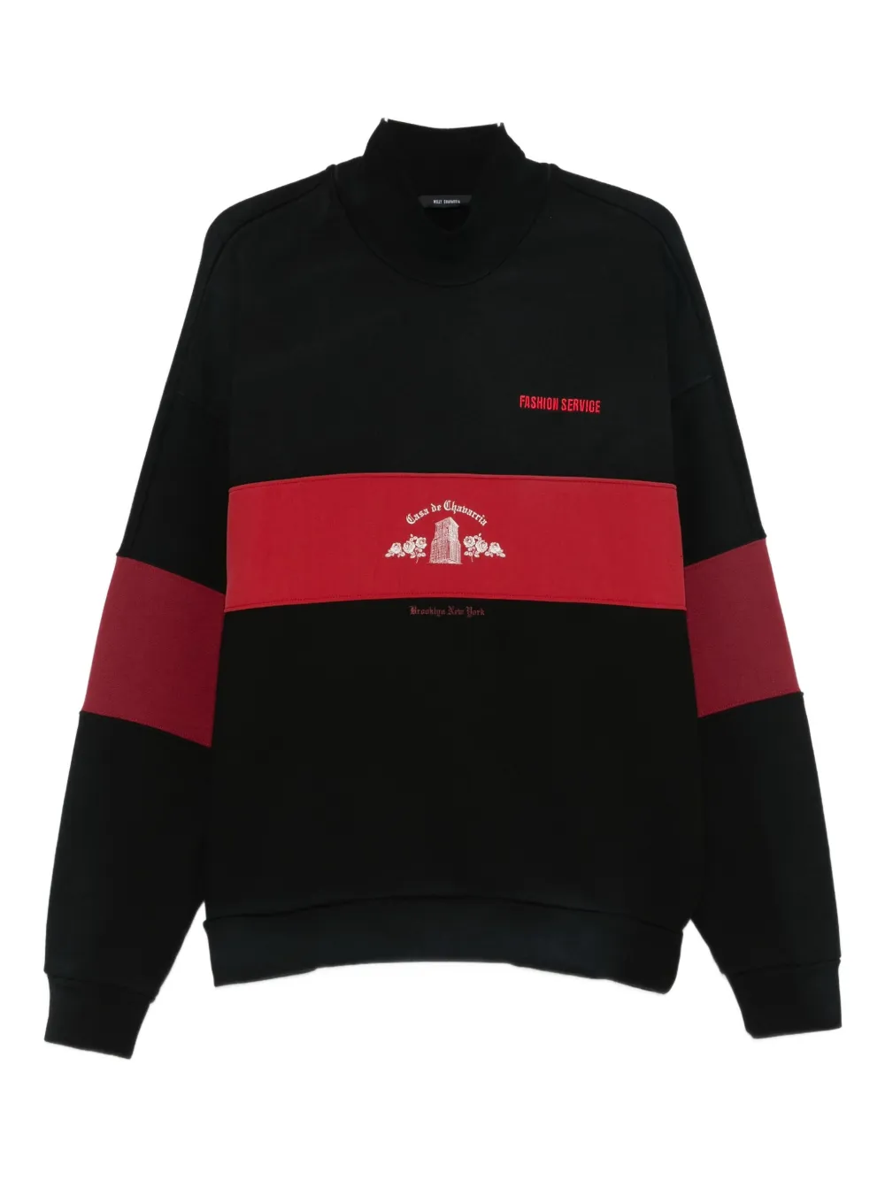 

Двухцветный свитер с воротником-стойкой Willy Chavarria, черный