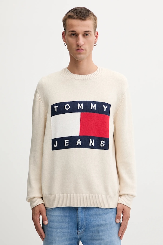 

Хлопковый свитер Tommy Jeans, бежевый