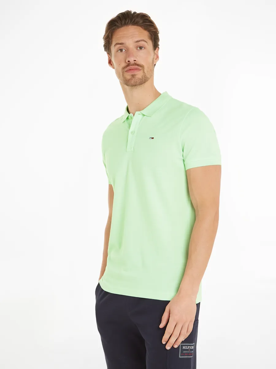 

Рубашка-поло Tommy Jeans "TJM SLIM PLACKET POLO", пике, с воротником-поло, зеленый