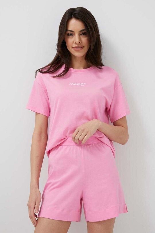 

Хлопковая футболка для отдыха United Colors of Benetton, розовый