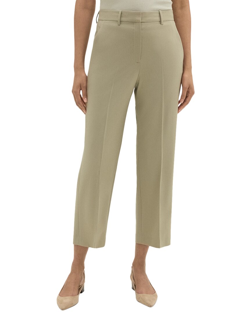 

Теория Высокая талия Прямые брюки Theory, зеленый