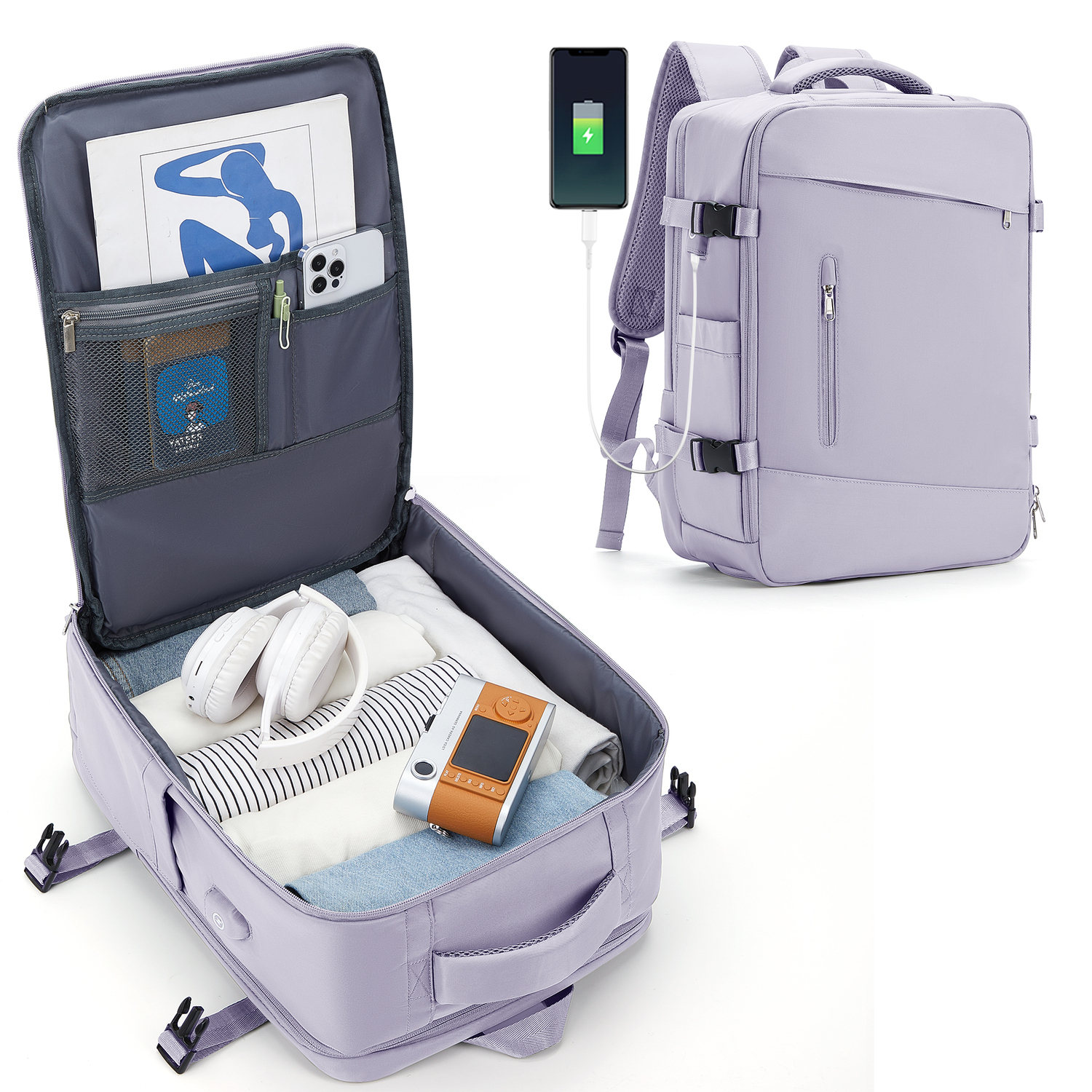 

KEYSTREET Тканевый дорожный рюкзак унисекс разноцветный, 9167 Purple Taro[Includes Wet-Dry Separation Pocket+Individual Shoe Compartment]