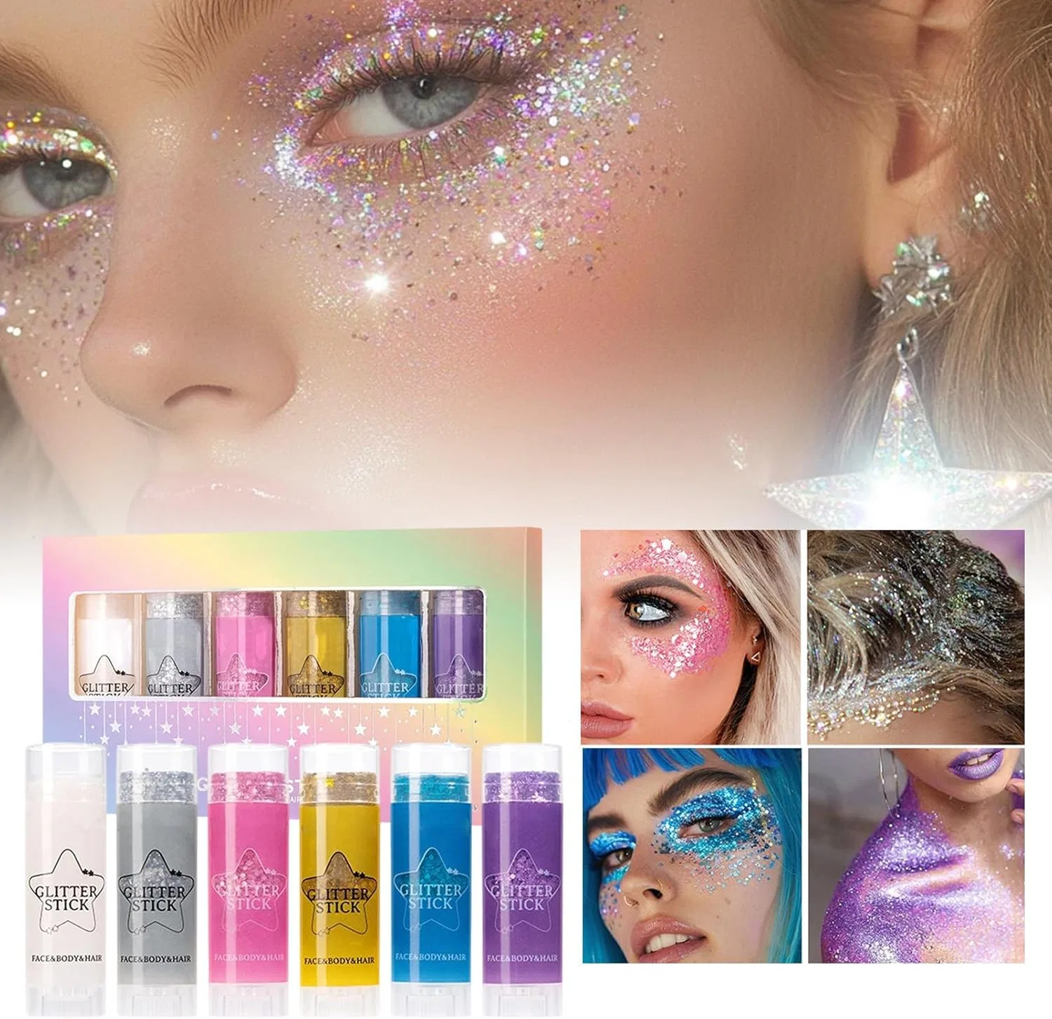 Блеск для тела Glow Sticks набор 6 шт, нюанс Single Attributes — фото 2