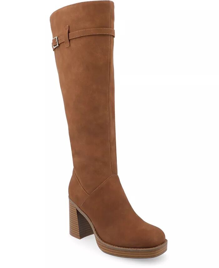 Женские сапоги Letice Square Toe Platform до колена Journee Collection, коричневый