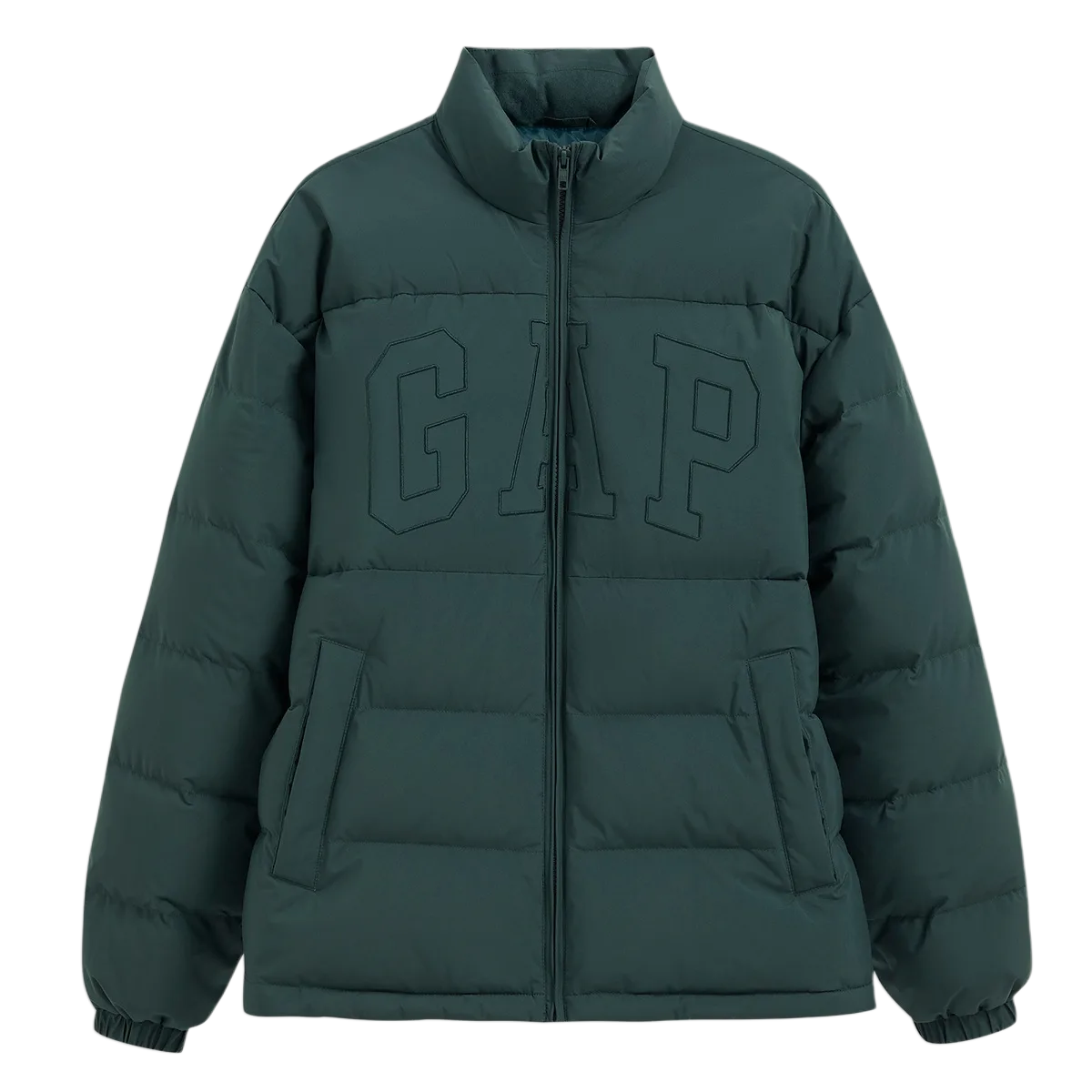 Пуховик Unisex Stand Collar без капюшона Moderate GAP, зеленый