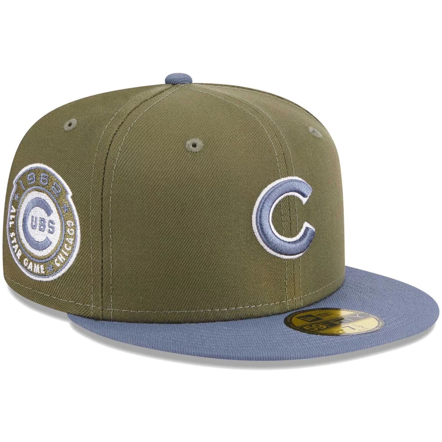 

Мужская приталенная шляпа New Era оливково-синего Chicago Cubs 59FIFTY