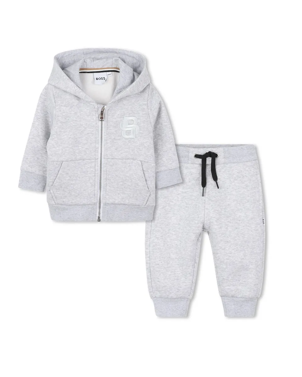 

Детский комплект куртка с капюшоном и джоггеры BOSS Kidswear, светло-серый