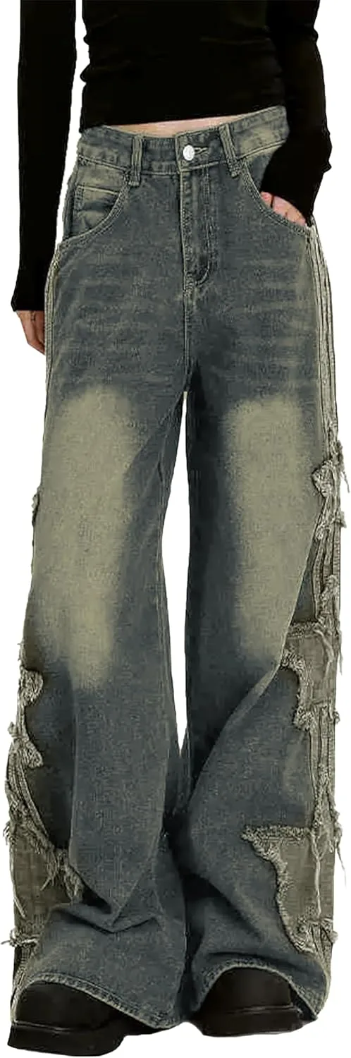 

Женские джинсы Star в стиле baggy cargo, прямые, с карманами Sunidol