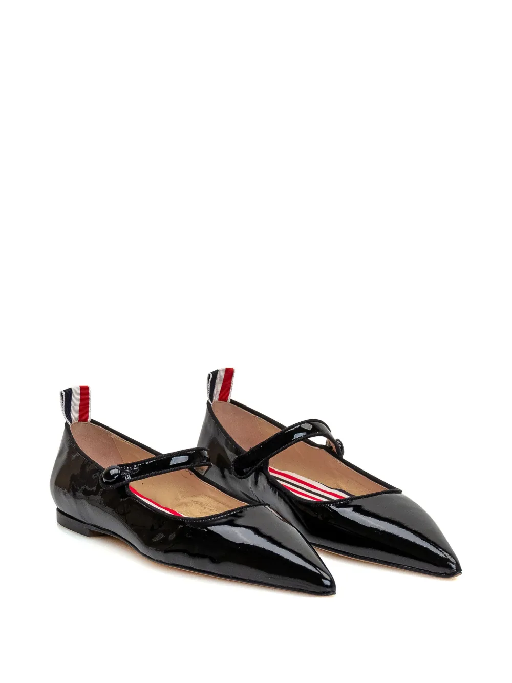 Лакированные балетки с заостренным носком THOM BROWNE, черный — фото 2