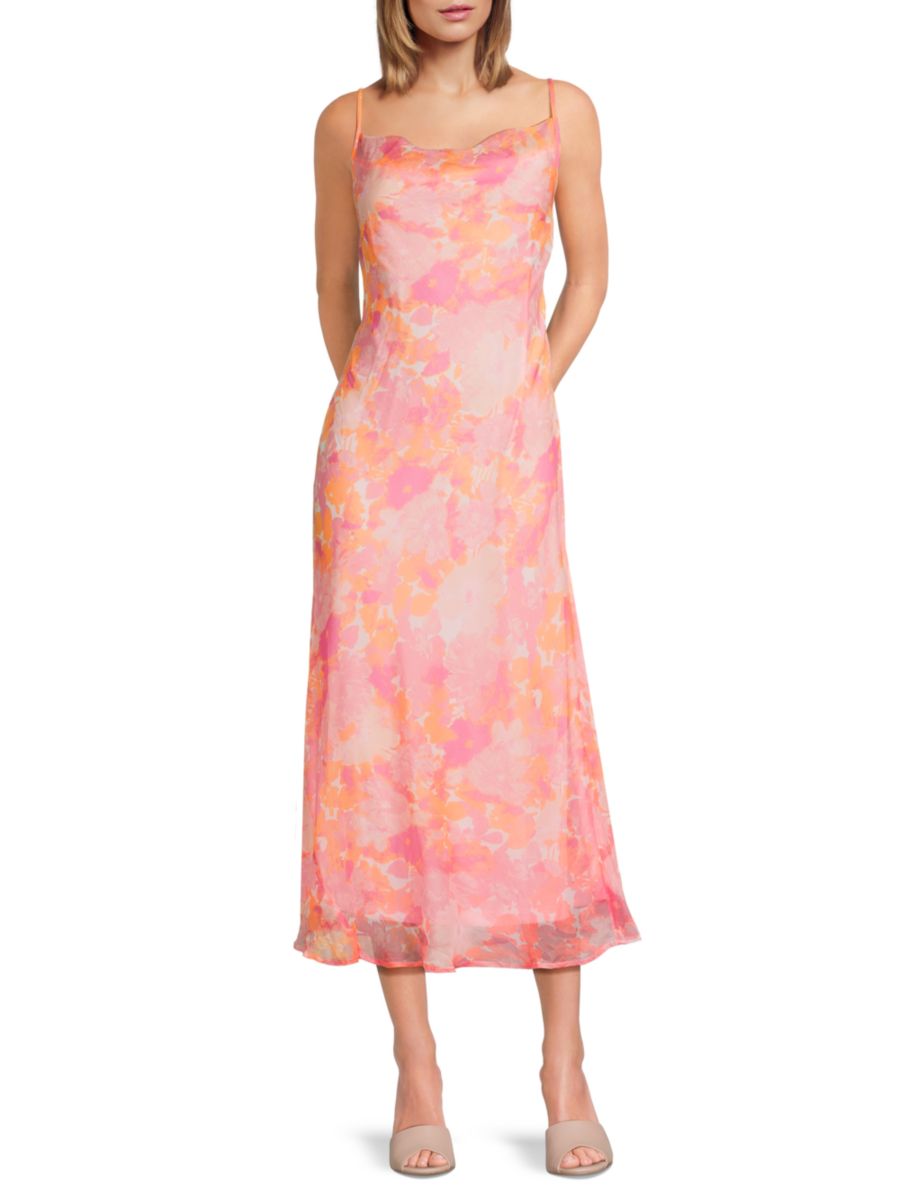

Платье миди из шифона с акварельным принтом без рукавов Vero Moda, цвет Crystal Pink Multi