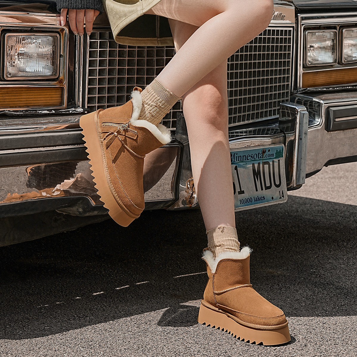 Зимние сапоги женские Chestnut EBLAN, каштан (на флисовой подкладке) — фото 4
