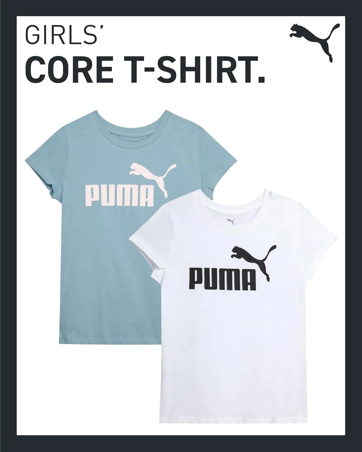 Футболки детские, 2 шт, PUMA, Seafoam/White — фото 3
