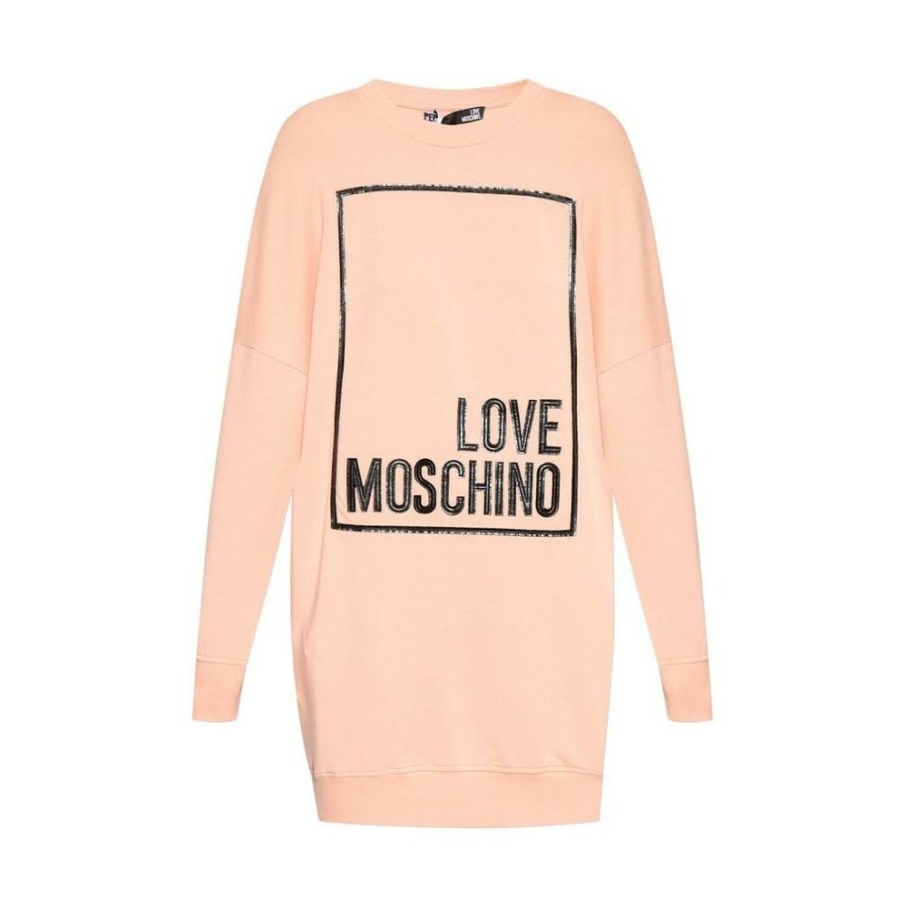 

Шикарное розовое платье-свитшот с логотипом из эко-кожи LOVE MOSCHINO
