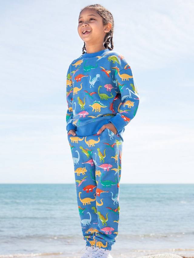 Детская толстовка Frigi Kids Superb Organic Cotton с динозаврами Frugi, Cobalt — фото 2
