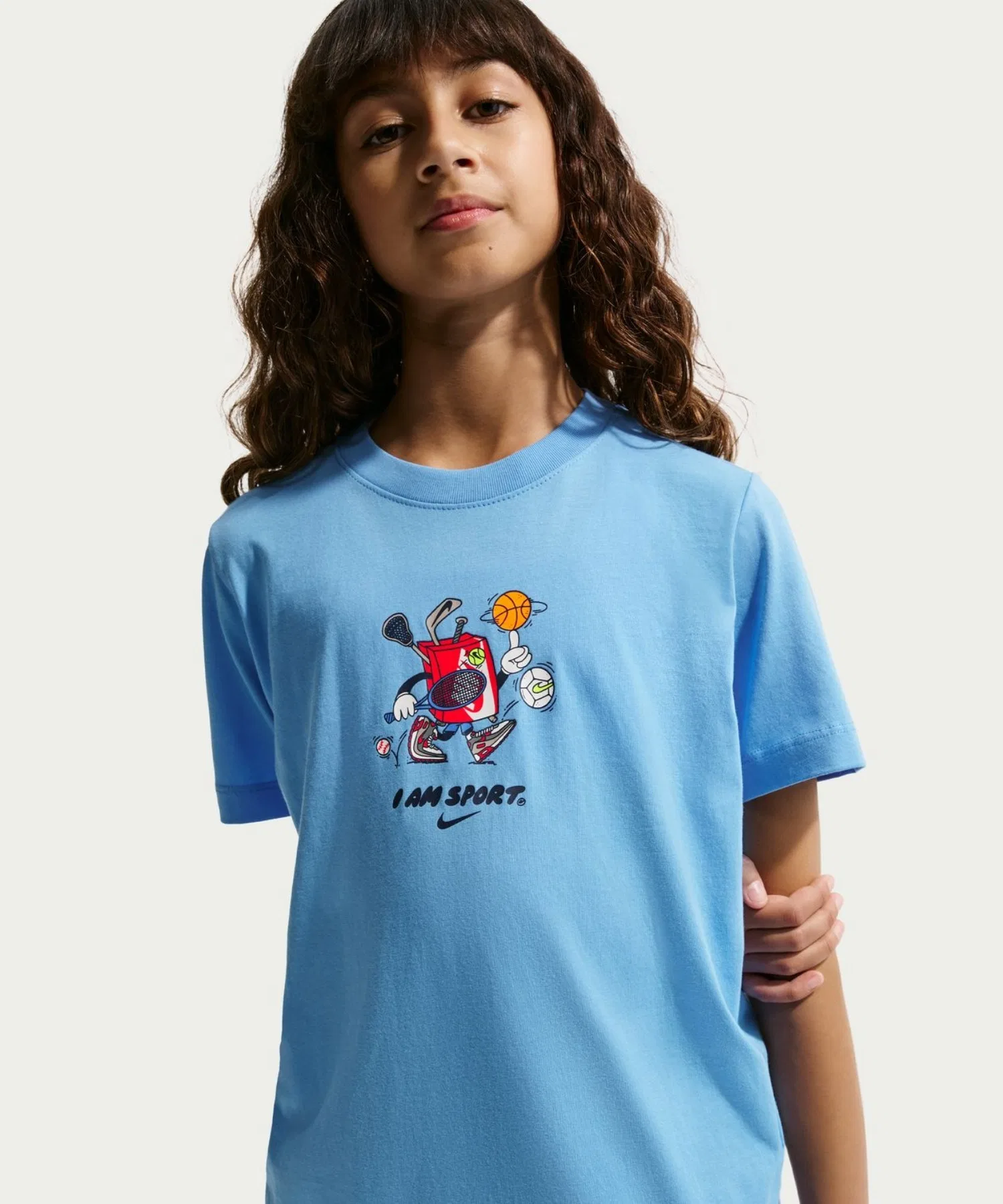 Детская футболка NIKE YTH NSW боксированного кроя синяя