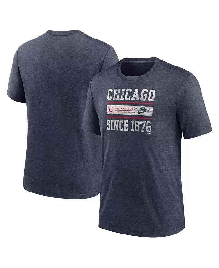 

Мужская футболка Heather Navy Chicago Cubs Cooperstown Collection Local Stack Tri-Blend Nike