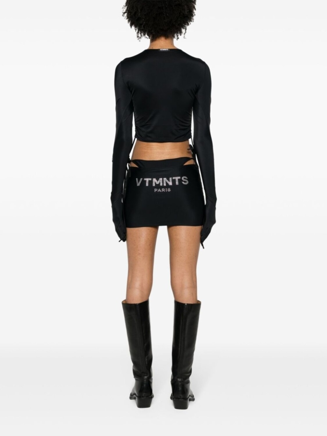 Укороченная футболка с длинным рукавом VETEMENTS, черный — фото 4