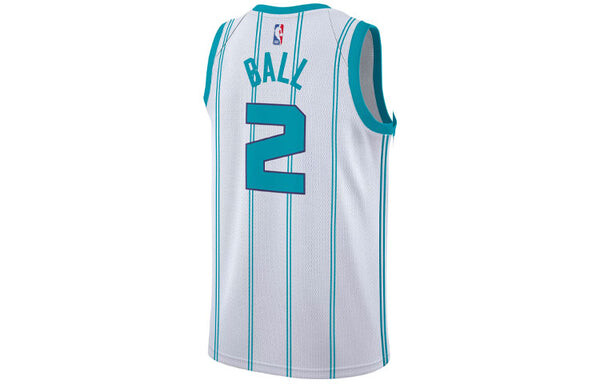 Майка Men's Air Jordan NBA Retro Basketball Jersey/Vest Charlotte Hornets Lonzo Ball No. 2 Blue, синий — фото 2