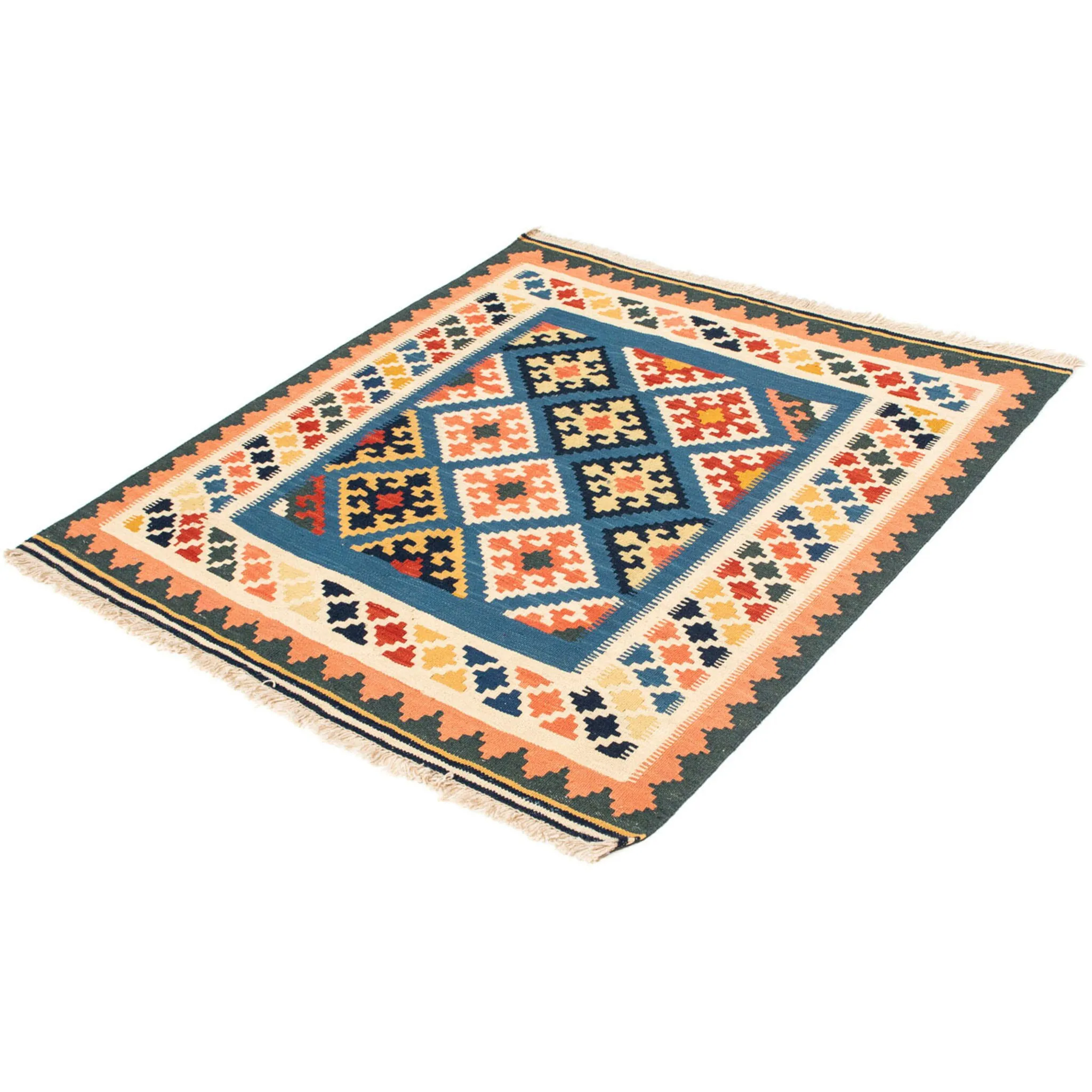 

Шерстяной ковер Morgenland «Kilim - Oriental Square - 106 x 102 см - темно-синий», квадратный, высота 6 мм, гостиная, цельный