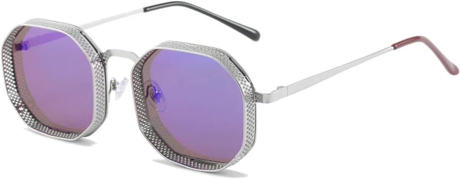 

Металлические стимпанк-солнцезащитные очки с полой конструкцией, женские, с зеркальными градиентными линзами, защита от УФ-излучения UV400, мужские панк-солнцезащитные очки DSVIGF, Silver Blue Mirror