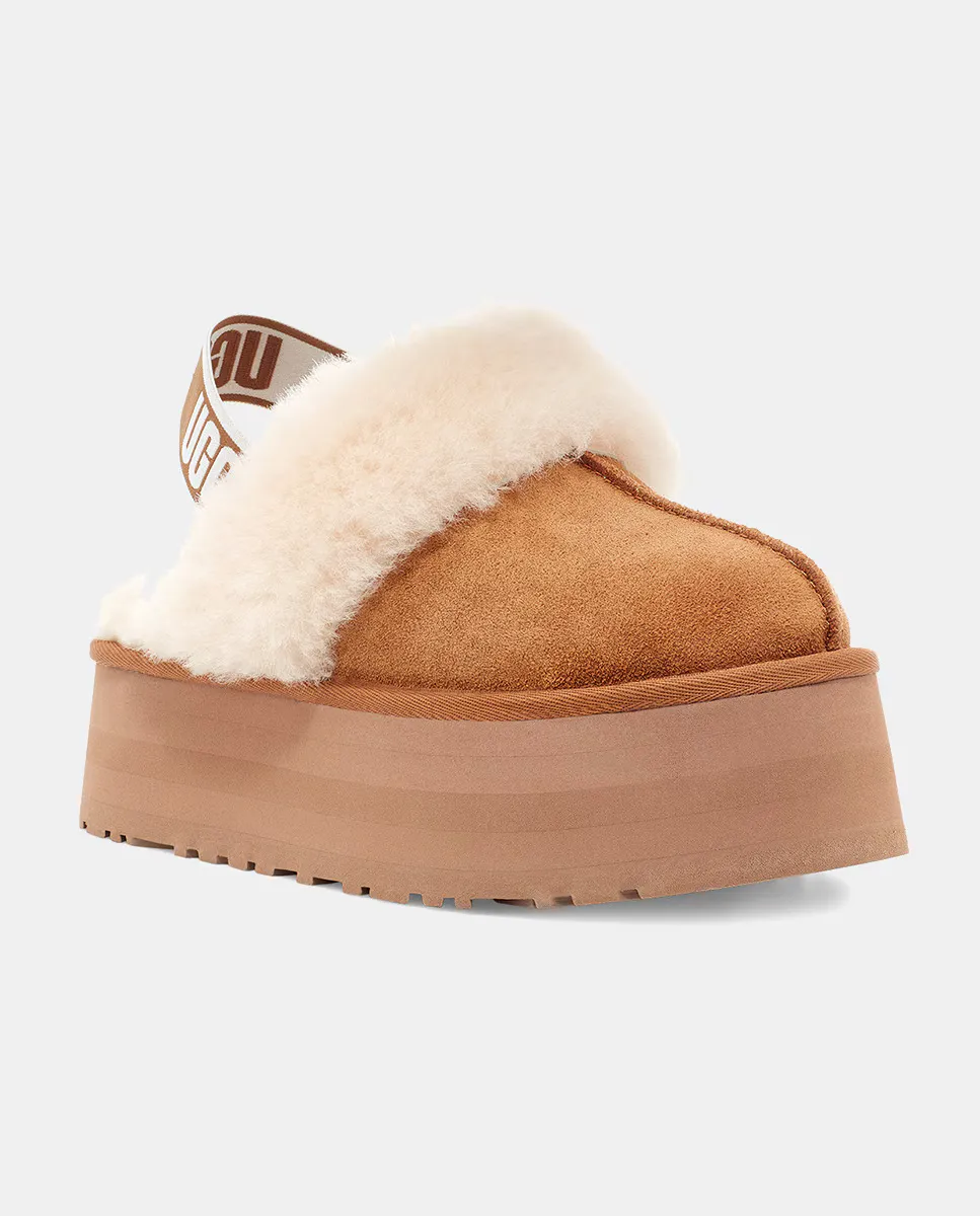 Женские тапочки Funkette на меховой подкладке и платформе UGG, коричневый — фото 2