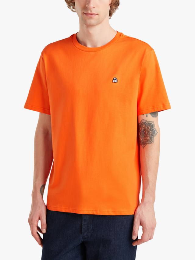 

Хлопчатобумажная футболка с логотипом regular fit с коротким рукавом Benetton, цвет Amber