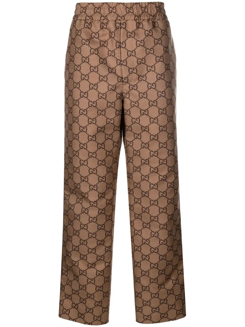 Брюки Gucci GG из рипстопа, укороченные, коричневый
