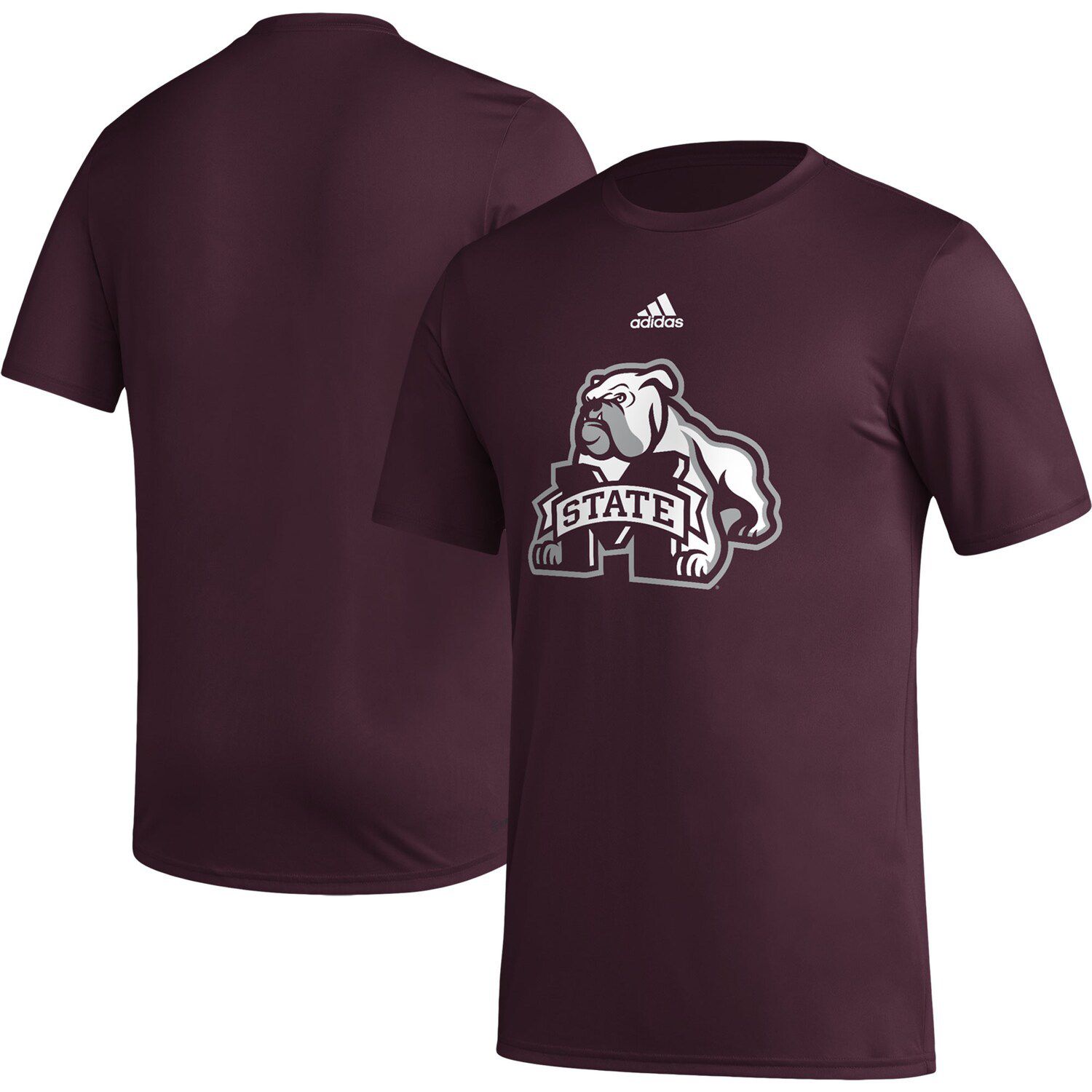 

Мужская темно-бордовая футболка AEROREADY перед игрой Mississippi State Bulldogs Basics Secondary adidas