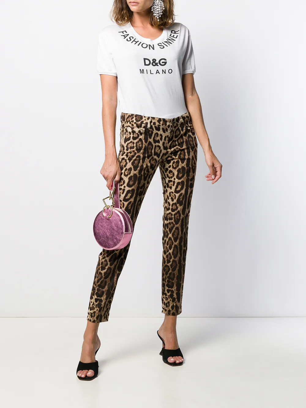 Укороченные джинсы с леопардовым принтом DOLCE & GABBANA, нейтральный — фото 2