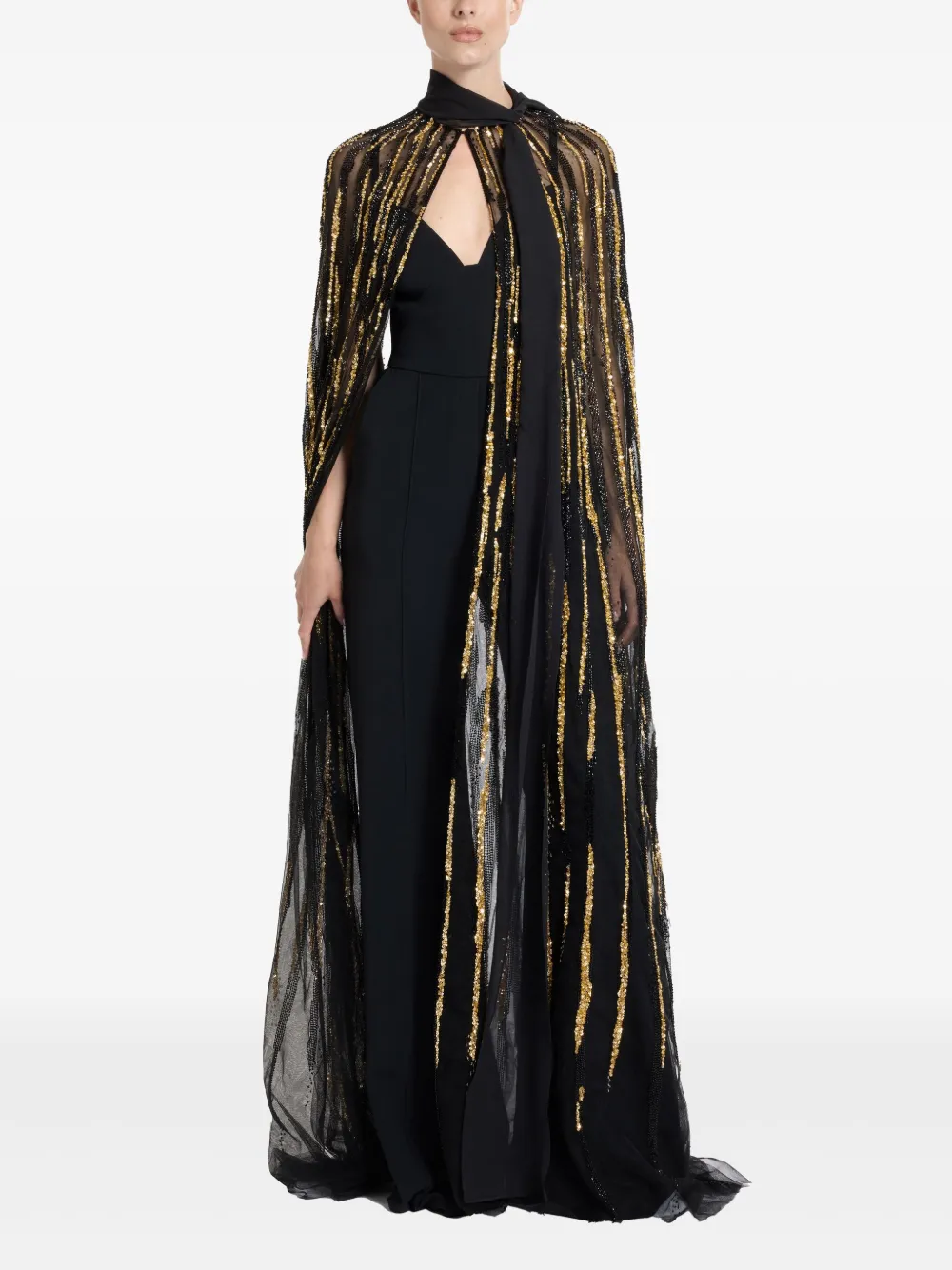 

Декорированный кейп Elie Saab, черный