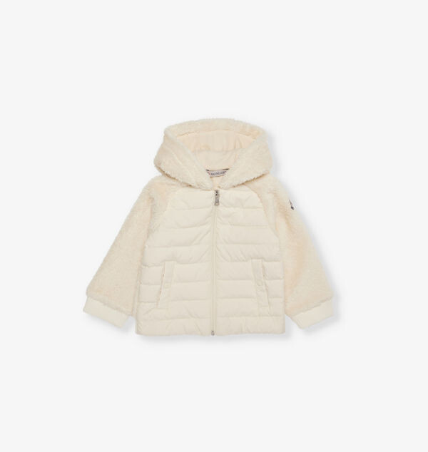

Куртка с капюшоном из флиса и плетеного пуха 3 месяца-3 года Moncler, бежевый