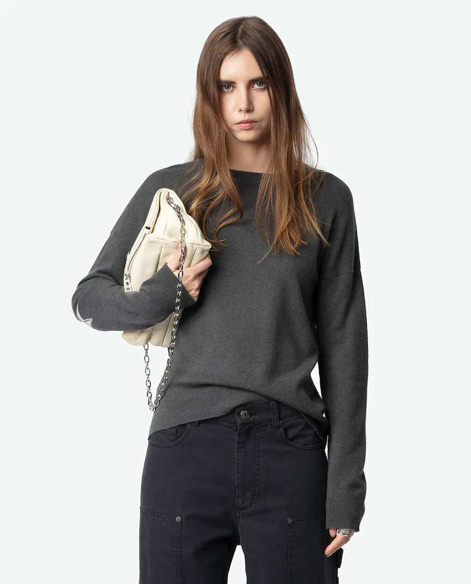 

Женский джемпер Cici Patch 100% кашемир Zadig & Voltaire, темно-серый