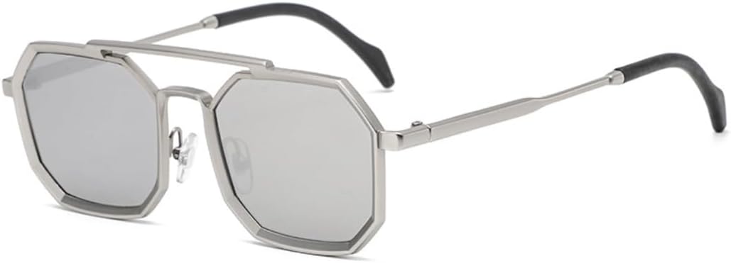 

Ретро солнцезащитные очки с двойными перемычками, многоугольные, женские, в модной металлической оправе, зеркальные, с защитой от УФ-излучения UV400, мужские, в стиле панк VRTRFFTR, Silver Silver Mirror