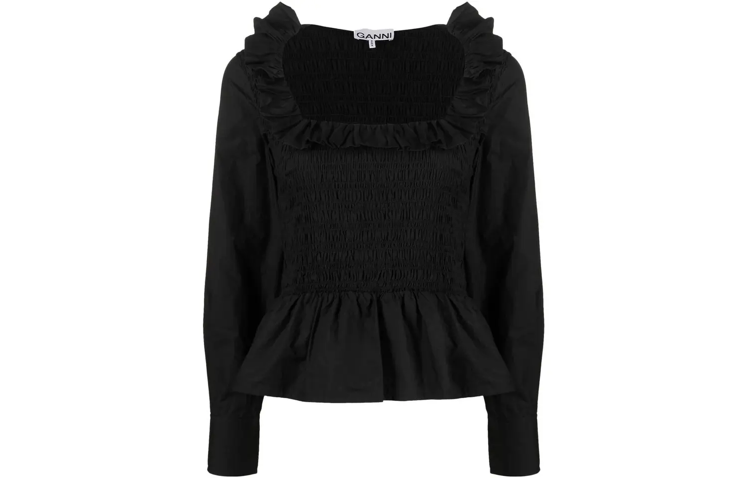 

Блузка-сарафан из плиссированного поплина GANNI, черный