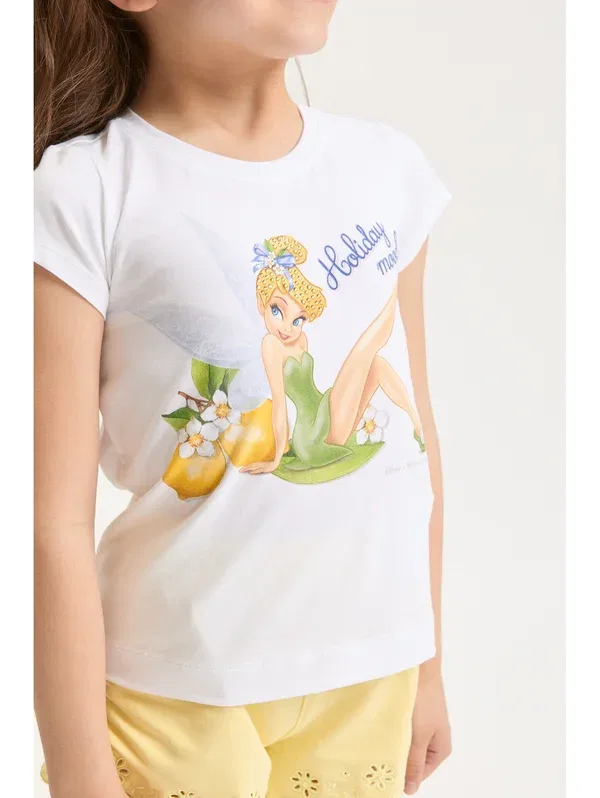 Футболка Monnalisa Tinker bell regular tee holiday jerse print t-shirt, белый