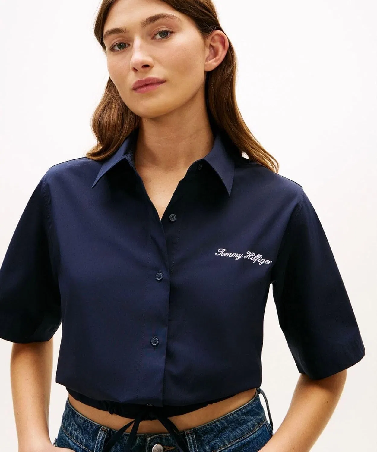 Блуза поплиновая с коротким рукавом WW49364, Tommy Hilfiger, мультиколор — фото 2