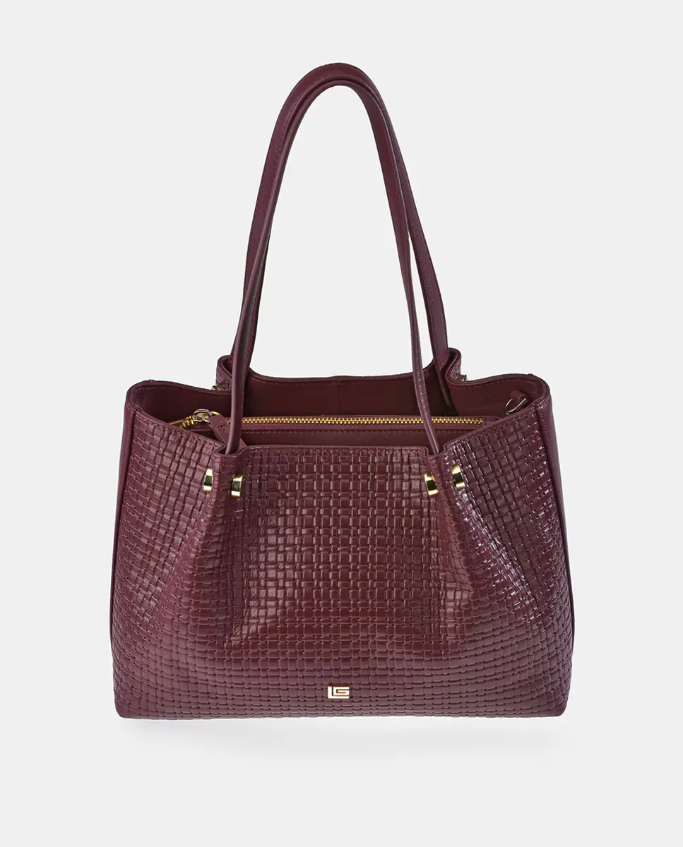 

Сумка Carryall Guy Laroche из черной кожи с двойной ручкой и ремнем на плечо, бордовый