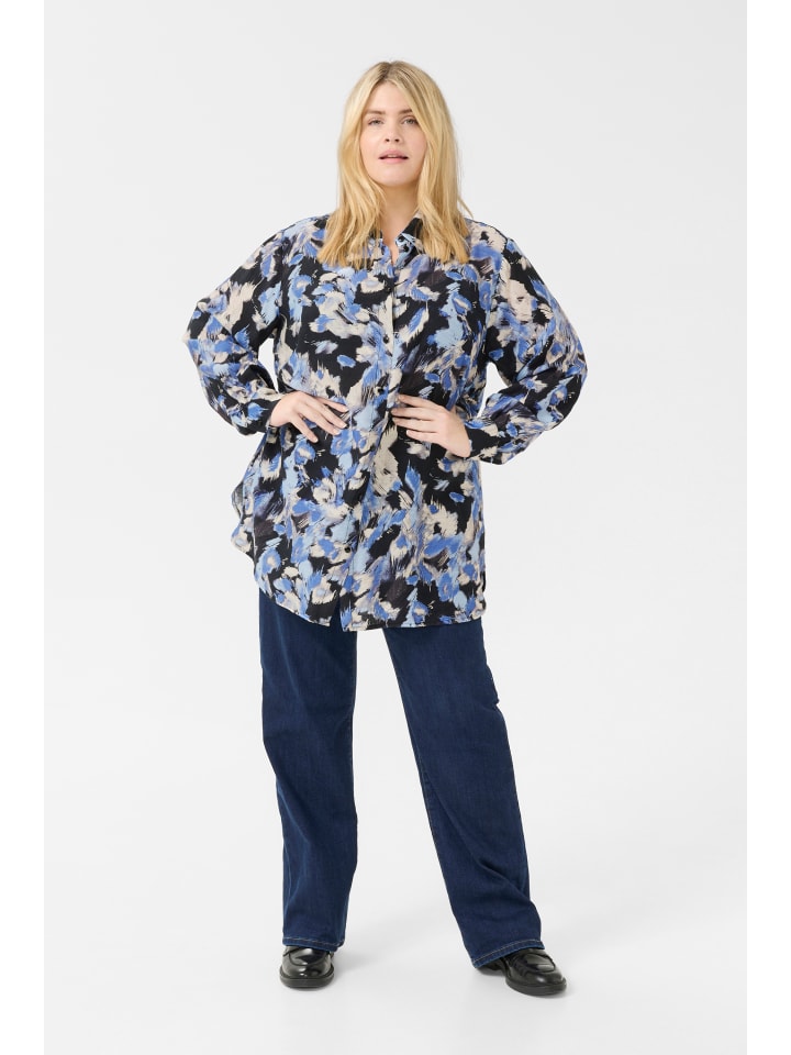 

KAFFE curve Платье KCtoria свободного кроя, черно-синий с графическим рисунком