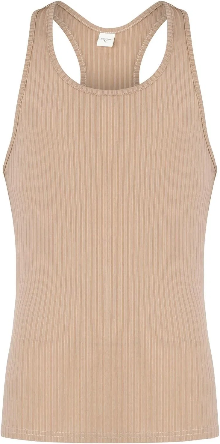 Мужской топ для тренировок Ribbed, майка-безрукавка, цвет Khaki — фото 3