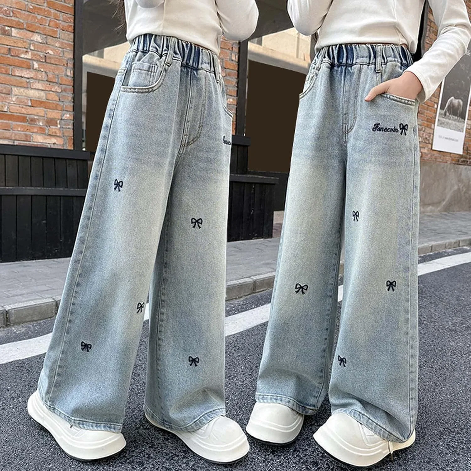 Джинсы широкие Girls' Jeans Retro Y2k Skater Cool Streetwear, синий — фото 3