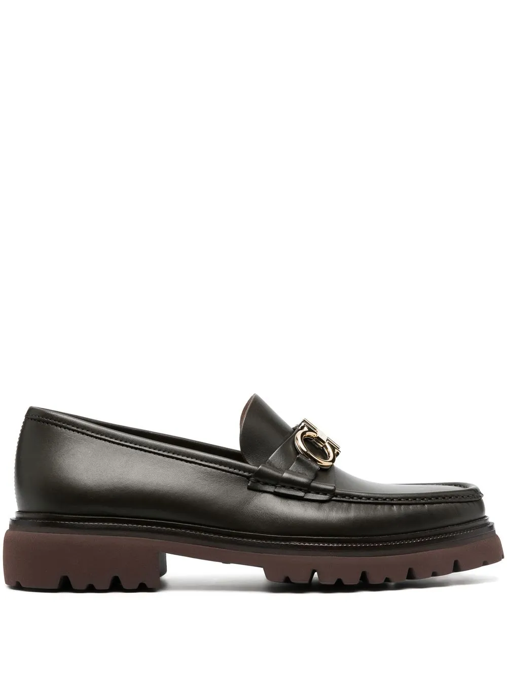 

Лоферы с декором Gancini Ferragamo, коричневый