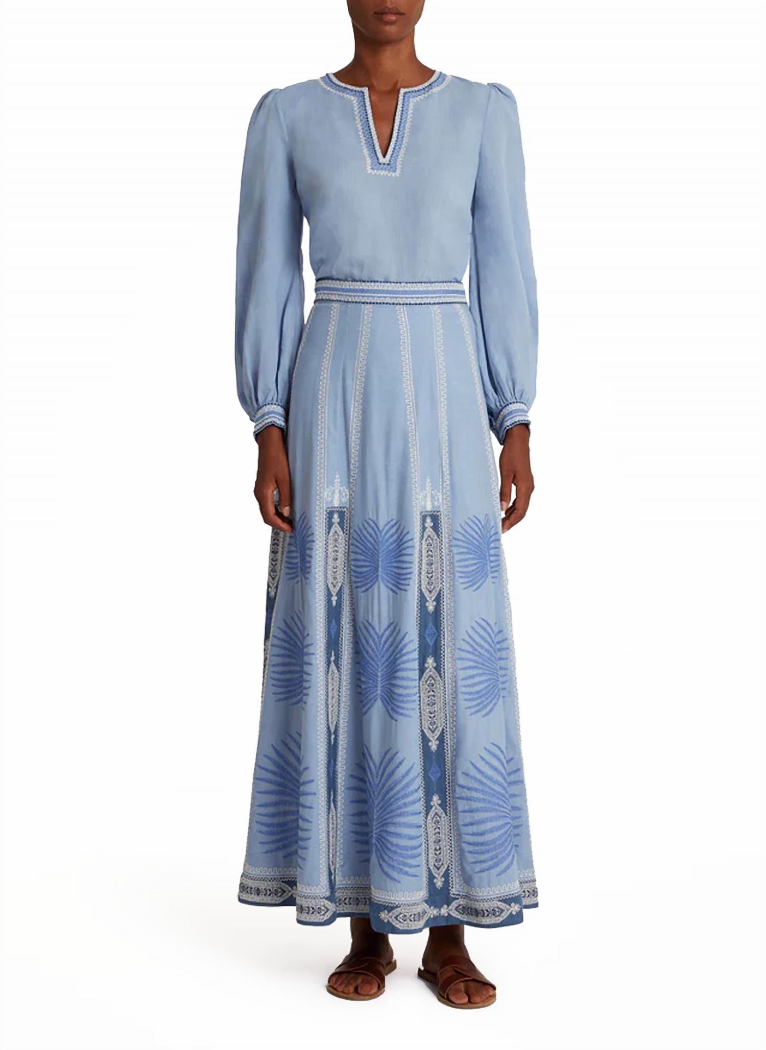 

Рубашка с вышивкой Vera Chios в цвете Provence Blue Emporio Sirenuse